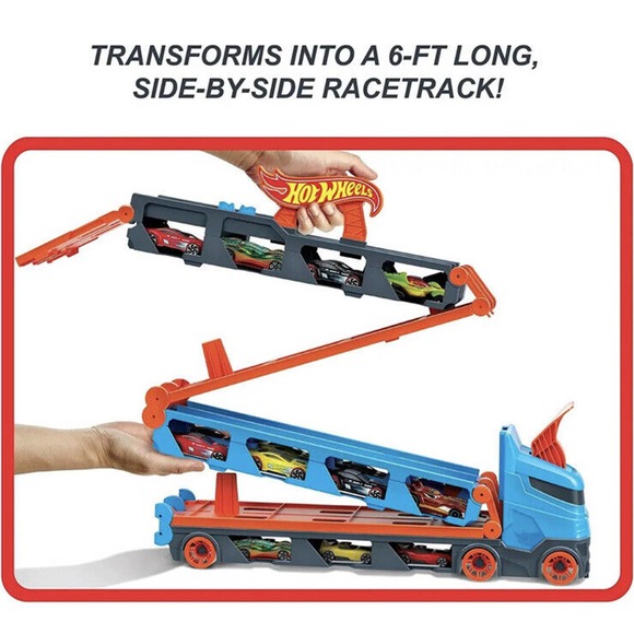Hot Wheels City Speedway Hauler GVG37 Transforms Into 6 Ft. Long 2 Car Racetrack - Picture 2 of 16